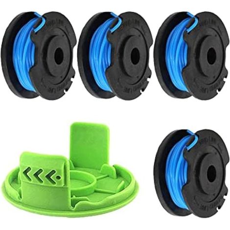 Pour Greenworks G24LT Bobine de fil de coupe bordure, 1,65 mm de diamètre 4,9 m de long pour tondeuse à gazon Greenworks 24V G24LT, G24LTK2, G24LT30M, G24LT30MK2 (4 bobines + 1 couvercle) (1/5)