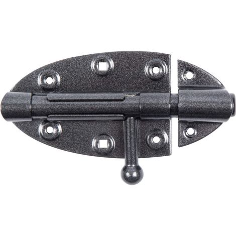 Verrou de box avec poignée ronde en noir diamant, à couche duplex platine 112 x 72 boulon Ø 16 mm (1/5)
