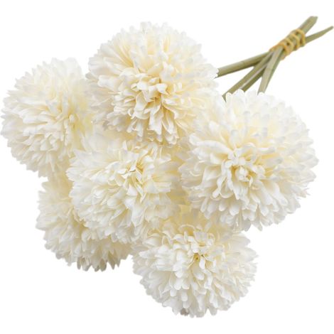 Fleur Artificielle - Boule De Chrysanthème En Soie - Décoration Intérieure Extérieure - Lot De 6 (1/5)