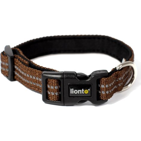 lionto Katzenhalsband reflektierend, gepolstert & verstellbar aus Nylon und Neopren, XS (20–30 cm), braun