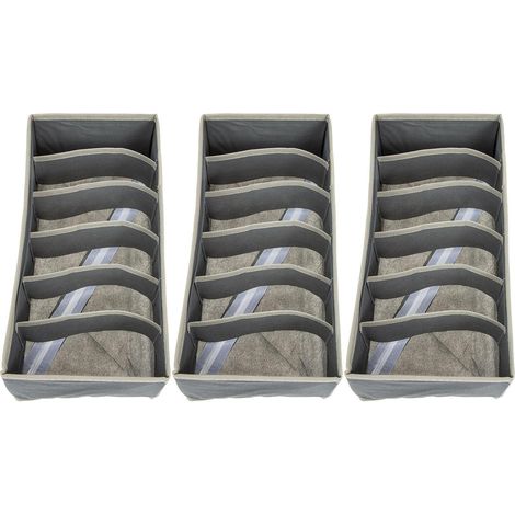 Organisateur de sous-vêtements pliable gris en 3 pièces avec 6 compartiments tissu non tissé pour (1/5)