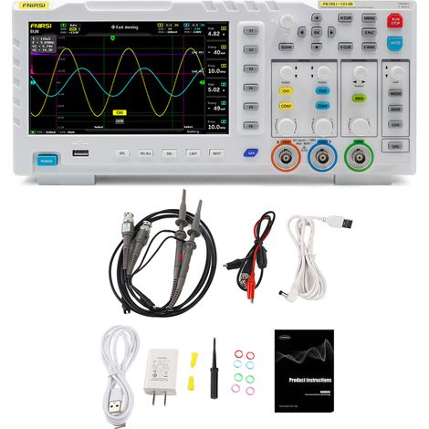 SJLERST Oscilloscope, Oscilloscope numérique USB 1014D 2 en 1 générateur de Signal d'entrée double canal 1GSa/s taux d'échantillonnage 100MHz 2 bande passante analogique,Analyse précise(1014D) (1/5)