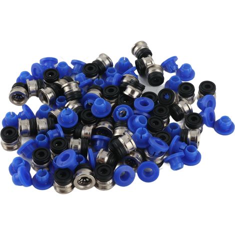 50 pcs raccord valve pneumatique tete ECAS04 PTFE pour extrudeuse VORON imprimante 3D accessoires avec bouchons bleus (1/5)