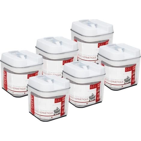 Lot 6 boîte hermétique,pot conservation avec couvercle,capacité 0.5 L - Longueur 9.5 x Profondeur 9.5 x Hauteur 10 cm (1/2)