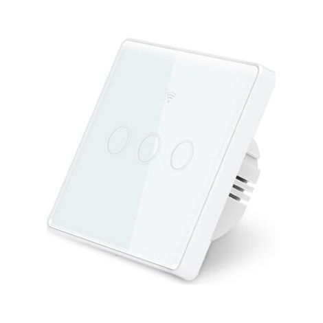 Wifi interrupteur mural intelligent, panneau tactile en verre, Compatible avec Alexa, Assistant Google, aucune ligne neutre nécessaire et ligne neutre nécessaire double Mode EU 10A (3 gang) (1/5)