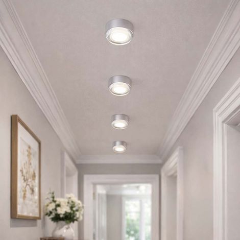 4er Set LED Decken Lampen Wohn Ess Zimmer Beleuchtung Spot Strahler Aufbau Leuchten silber