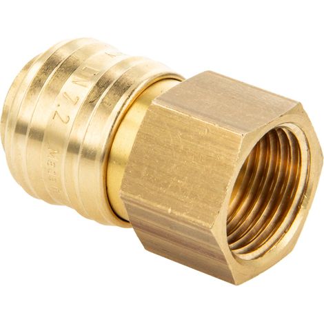 Druckluft Verschlusskupplung NW 7,2 x 1/2 Zoll Innengewinde, Dichtung NBR, Typ 26KA, Messing blank