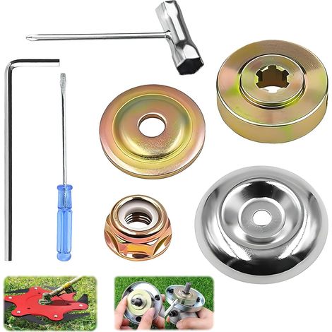 7 Pièces Universelle Kit Fixation écrou Lame Boîte,Morceaux Kit Ecrou Tete Debroussailleuse Convient à une Variété de Tondeuses à Gazon, Débroussailleuses (7PCS) (1/5)