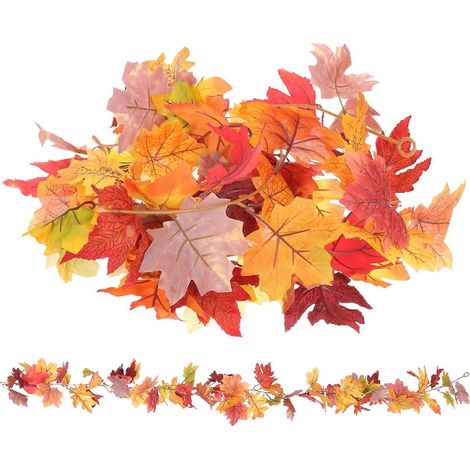 Guirlande de feuilles d'érable artificielles décoratives, feuilles d'automne colorées à suspendre (1/5)