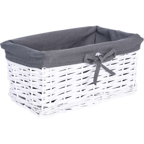 Cesto in vimini 30x20x15 cm - bianco e grigio (1/4)