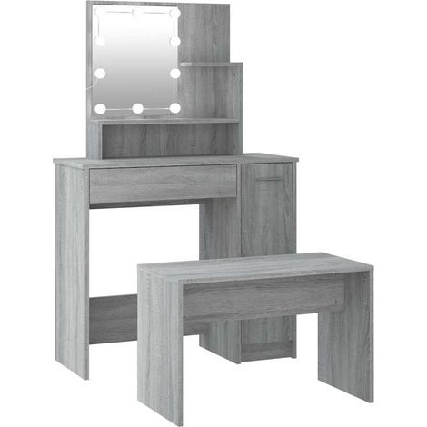 Maison Exclusive - Set Tavolo da Toeletta con LED Grigio Sonoma Legno Multistrato (1/5)