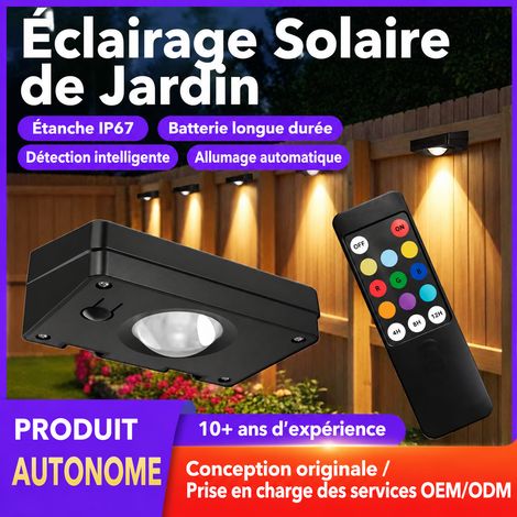 Applique murale solaire LED extérieure avec télécommande RF réf 9332 24,7 × 5,4 × 8,2 cm 600 g – Livraison gratuite (1/5)