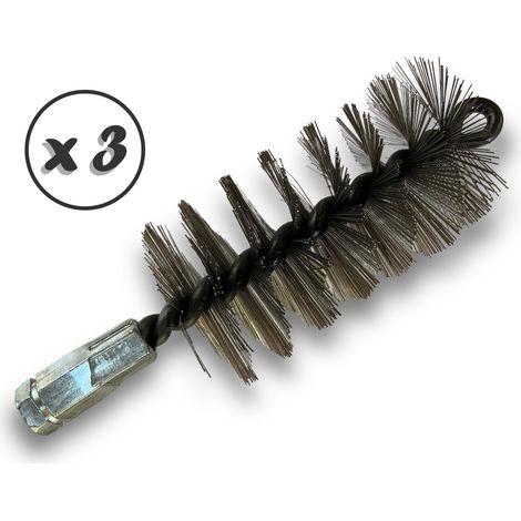 Lot de 3 Brosses à tube PRO INOX Ø 60 mm Raccord M12175 femelle Ame en acier torsadé Nettoyage brossage tube et canalisation Kibros 41SCI60x3