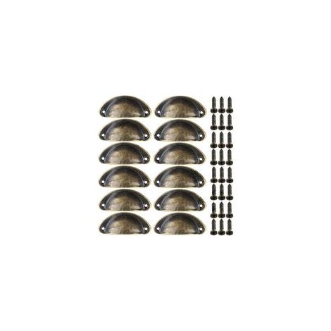 12pcs Vintage Furniture Handles Metal Shell Drawer Knobs for Cupboards Wardrobe Dresser Kitchen Drawers Antique Brass 8135mm (1/4)