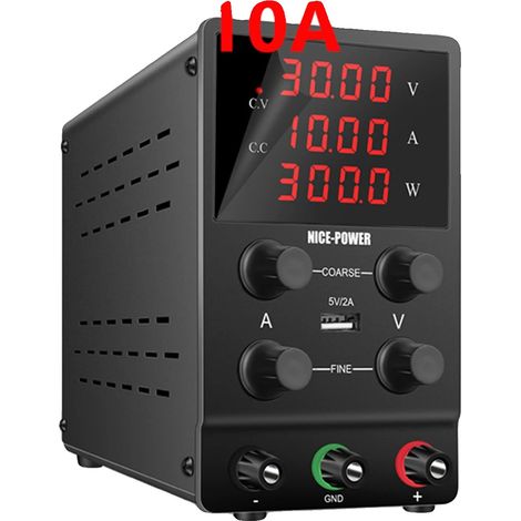 Fuente de alimentación, voltaje ajustable, protección contra sobrecarga, 30 V 10 A, enchufe EU-c de 220 V (1/2)