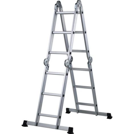 Sidex Multiprof scala multiposizione in alluminio 4 elementi x 3 gradini altezza max 229 cm portata max 150 kg 3 configurazioni (1/3)