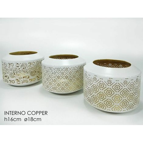 Lanterna tonda per addobbi da decorazioni casa traforato in metallo colore bianco D 18 H 16 (1/4)