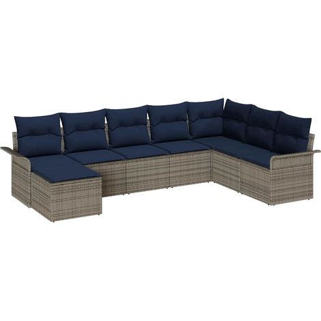 Maison Exclusive - Gartensofa-set mit Kissen 8 pcs Grau Poly-Ratt