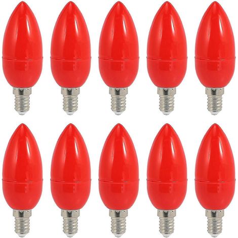 Lot de 10 bougies LED rouges porte-bonheur, lampe magique, bougie à économie d'énergie, culot E14 (1/5)