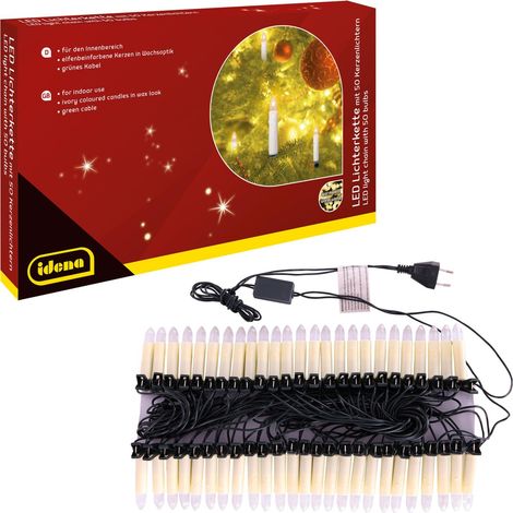 Guirlande lumineuse LED avec 50 bougies, bougies couleur ivoire avec pinces de fixation, longueur env. 26 m, décoration de Noël et éclairage pour le sapin de Noël (1/5)
