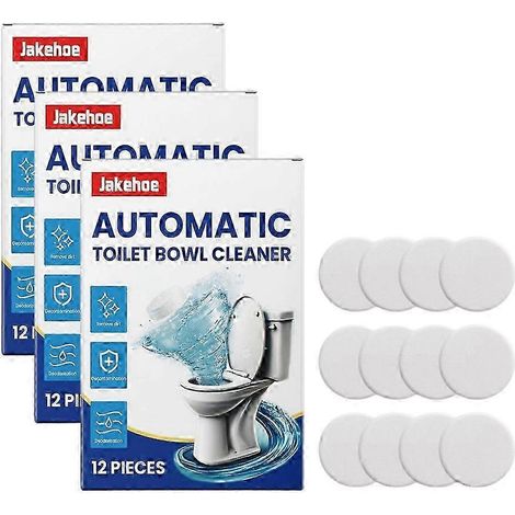 3 comprimés effervescents pour décontamination des toilettes, éliminant le calcaire et les taches d'urine. Nettoyant et désodorisant puissant pour toilettes. (1/4)
