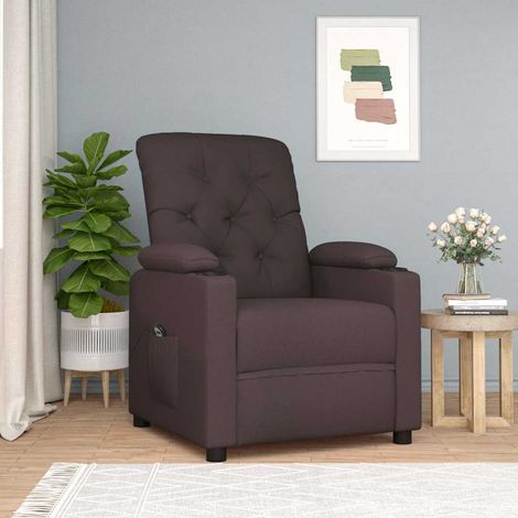vidaXL Sillón reclinable eléctrico tela marrón oscuro (1/5)