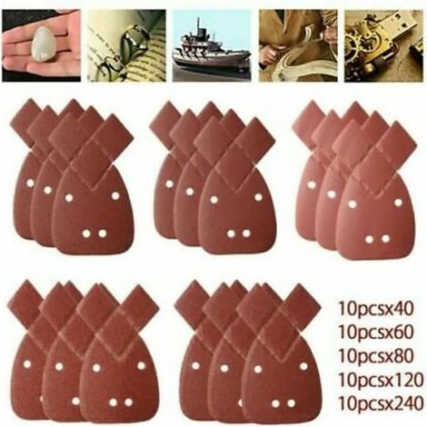 Lot de 50 feuilles abrasives grain 40-240 compatibles ponceuses souris Black & Decker (1/2)