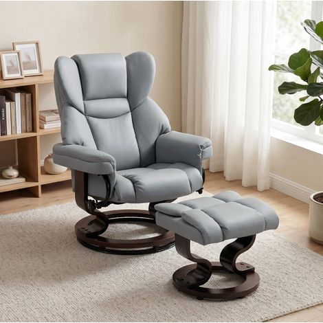 MEUBLIV Sillón relax giratorio con reposapiés gris claro - respaldo reclinable 145° (1/5)