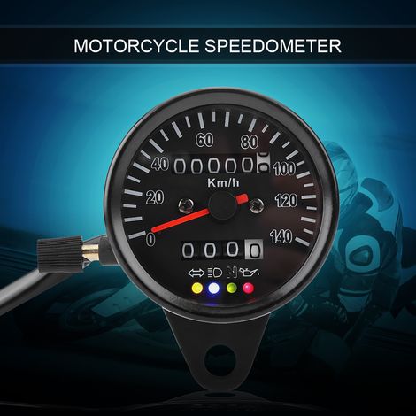 Compteur kilométrique et de vitesse noir de 60 mm pour moto avec indicateur (1/5)