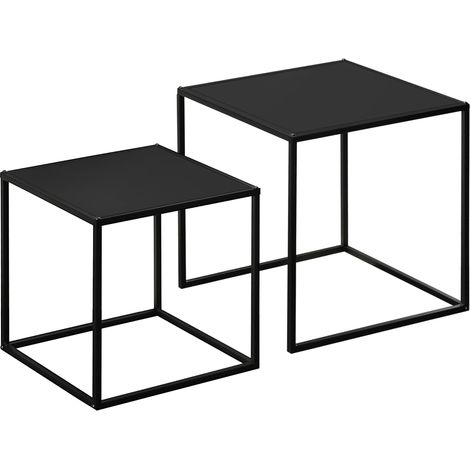 Lot de 2 tables gigognes carrées COSLADA noires (1/5)