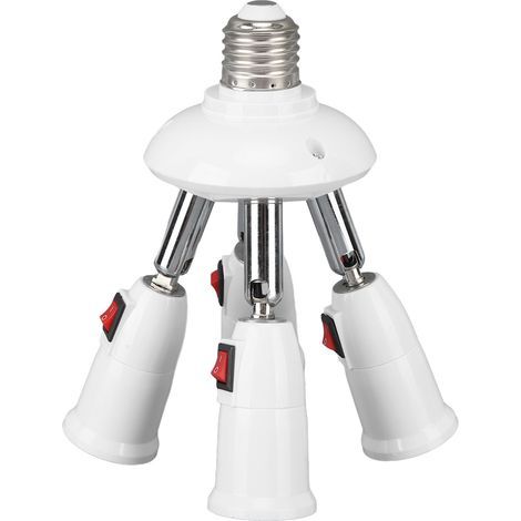 Douille répartitrice de lumière 4 en 1, ampoule E26 E27, résistante à la chaleur, Rotation à 360 degrés, courbure à 180 °, avec interrupteur, 85 à 265V (1/5)