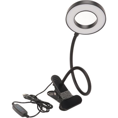 Lampe de Bureau LED Pince à Clipser, Luminosité Réglable, Rechargeable USB, Lampe de Table pour Lecture, Maquillage, Tatouage (1/5)