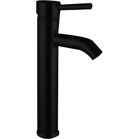 1 Robinet Lavabo Noir, Corps Acier Inoxydable, Valve Céramique, 2 Flexibles, Pour Salle De Bain
