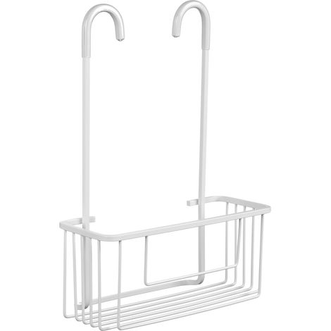 Porte-Douche Suspendu Aluminium Anti-humidité et Anticorrosion Supporte 8kg Montage Facile Sans Perçage Design Moderne Panier Douche à Drainage Rapide 28x12,8x38,5cm Blanc Arctique (1/3)