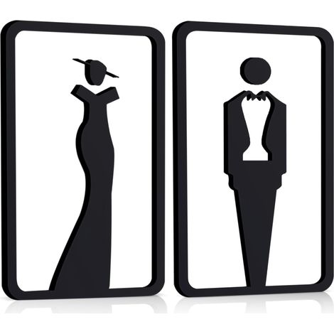2 panneau Noir D'Identification de Toilettes Autocollant pour Toilettes pour Dames et Messieurs Panneau de Porte en Forme D'Homme et Femme Magasin Parking Restaurant (1/5)