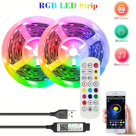 Éclairage d'ambiance, rubans lumineux Nouveau kit de mini contrôleur de musique Bluetooth à 24 touches avec bandes LED et lum（Y082） (1/4)