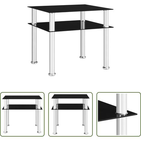 Sicherheitsglas - Beistelltisch Schwarz 45x50x45 cm Hartglas (1/5)