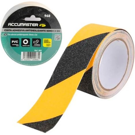 Cinta Adhesiva Antideslizante Gran Adherencia Amarillo/Negro 50mm x 5m Pack 6 Uds