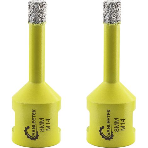 Foret Diamant Carrelage 2pcs 8mm Brasé Sous Vide Scie Cloche Diamant pour Céramique Porcelaine Marbre Granit Perçage à Sec M14 Filetage (1/5)