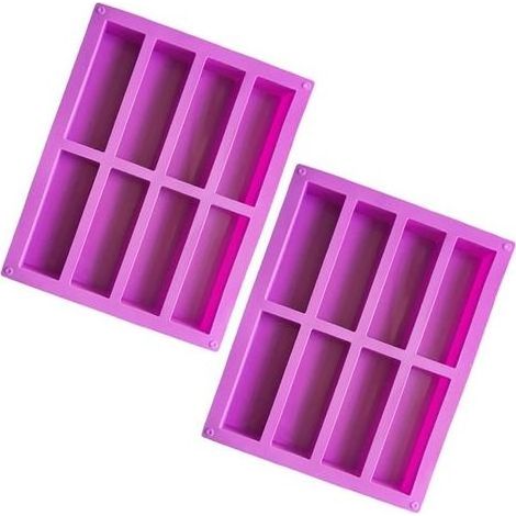 Lot de 2 moules rectangulaires en silicone pour barre granola - Moules en silicone pour barre de chocolat - Moules pour pain au caramel, pain, muffin, brownie, pain de maïs, cheesecake (1/5)
