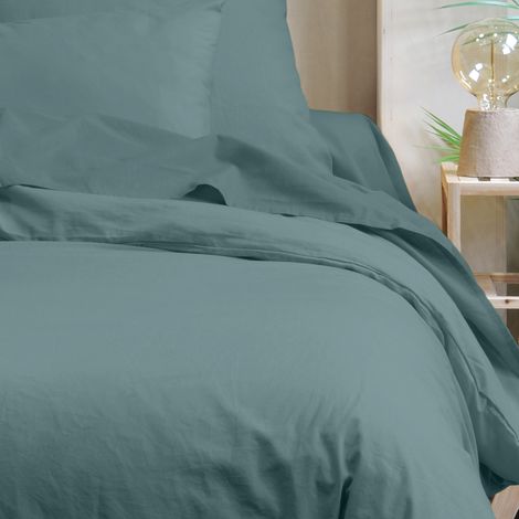 Taie de traversin unie en coton bio Vert 45x185 cm