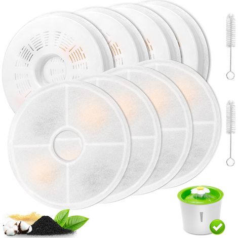 Filtres de rechange pour fontaine à eau pour chat, lot de filtres à charbon actif pour abreuvoir animal, filtration triple action, compatible avec fontaines circulaires 14 cm