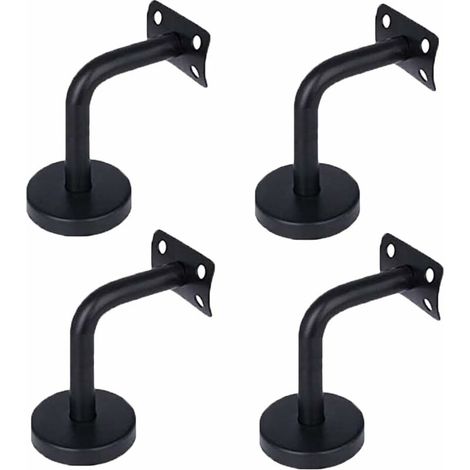 Handrail Brackets, 4 Pcs Stainless Steel Handrail Bracket, for Indoor Wall Handrails Corridor Bracket Loft Stair Handrail 6080mm Black,