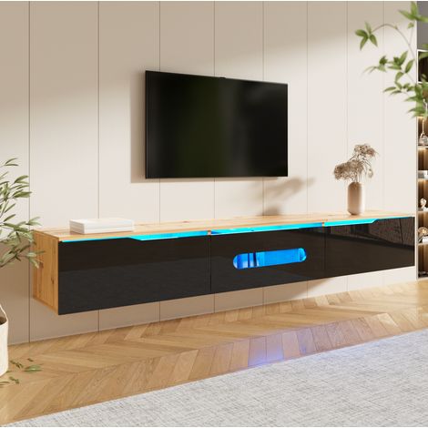 mobile tv 180x35x30 con LED app soft close nero legno OKMYHOME (1/5)