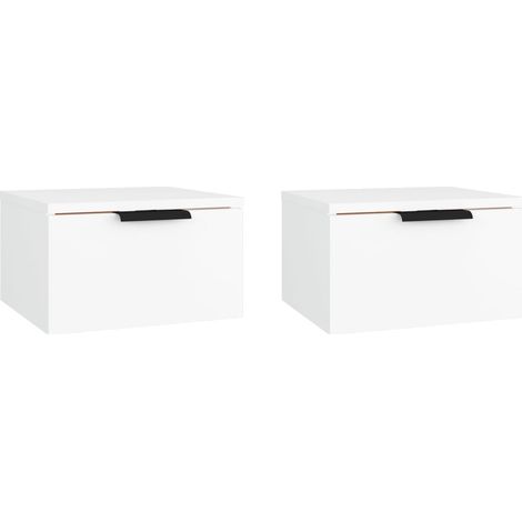 Maison Exclusive - Mesitas de noche de pared 2 uds blanco 34x30x2