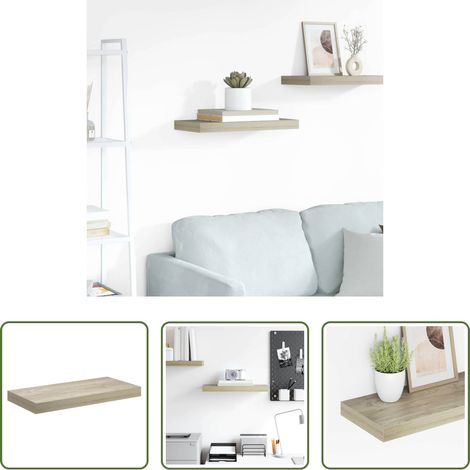 Wandgestaltung - Schwebendes Wandregal Eichefarben 50x23x3,8 cm MDF (1/5)