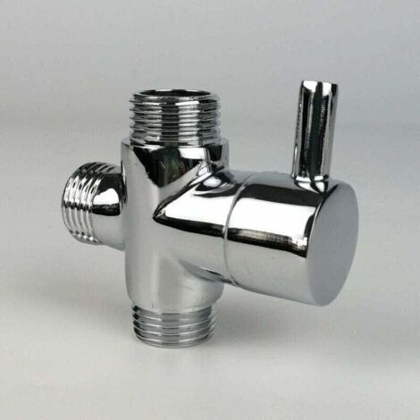 Vanne de dérivation, mâle G1/2 Robinet en laiton T adaptateur Chrome salle de bain douche robinet accessoires inverseur d'eau 3 voies vanne de remplissage mâle (1/4)