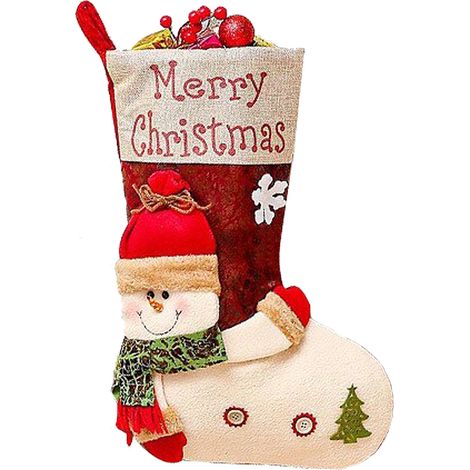 (Schneemann-Design) 3D-Plüsch-Weihnachtsstrumpf-Geschenktüte, Weihnachtsdekoration, Süßigkeitentüte, Geschenktüte (1/2)