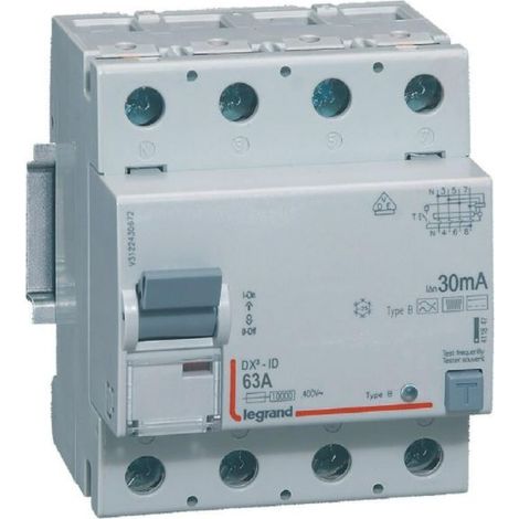 Interrupteur différentiel DX³-ID - 4P 400V 63A typeB 30mA - 411847
