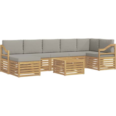 Ensemble de canapés d'extérieur 8 pc Blanc et gris clair vidaXL